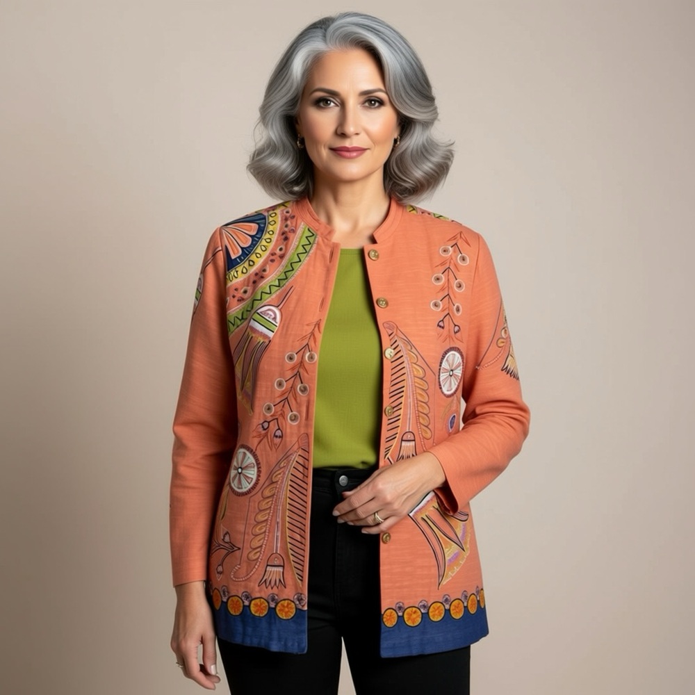 Embroidered Peach Coloured Jacket